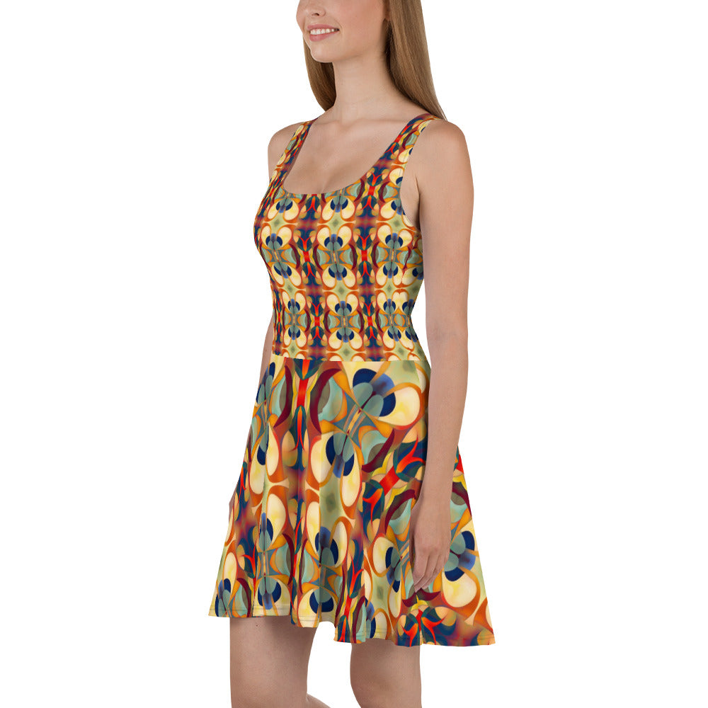 DMV 1572 Vintage Artsy Skater Dress