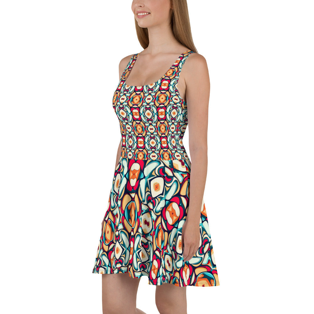 DMV 1281 Vintage Artsy Skater Dress