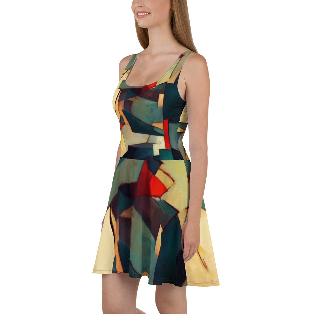 DMV 1671 Abstract Art Skater Dress