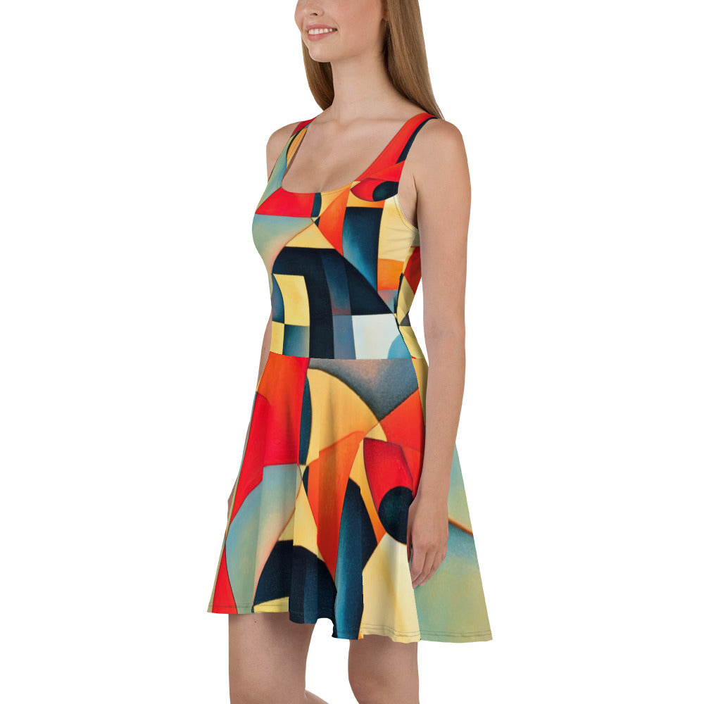 DMV 1617 Abstract Art Skater Dress