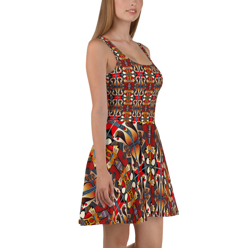 DMV 0208 Chic Boho Skater Dress