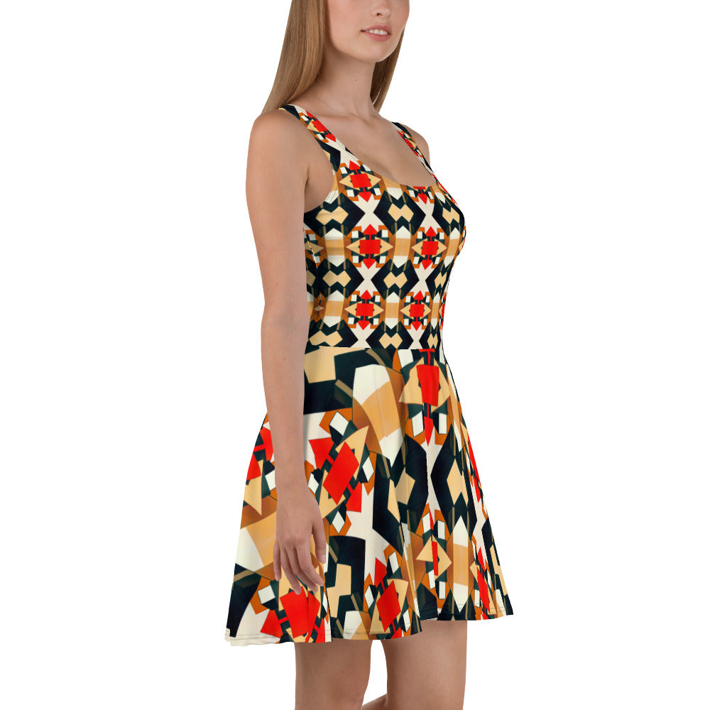 DMV 0138 Geo Boho Skater Dress