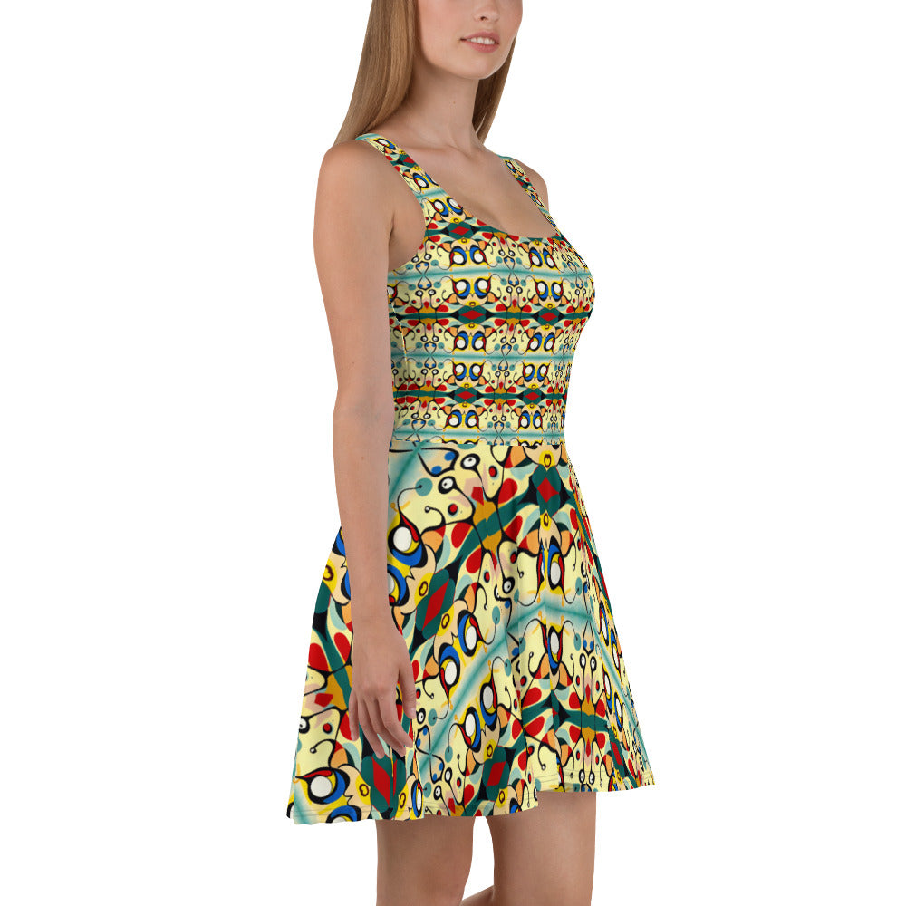 DMV 0405 Vintage Artsy Skater Dress