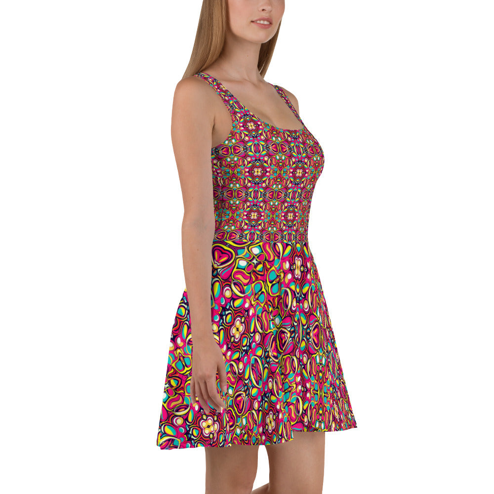 DMV 1077 Vintage Artsy Skater Dress