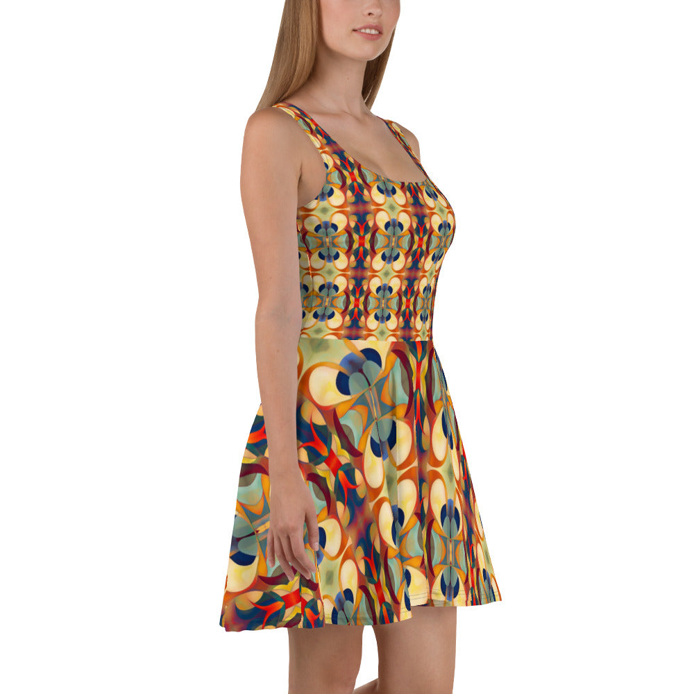 DMV 1572 Vintage Artsy Skater Dress