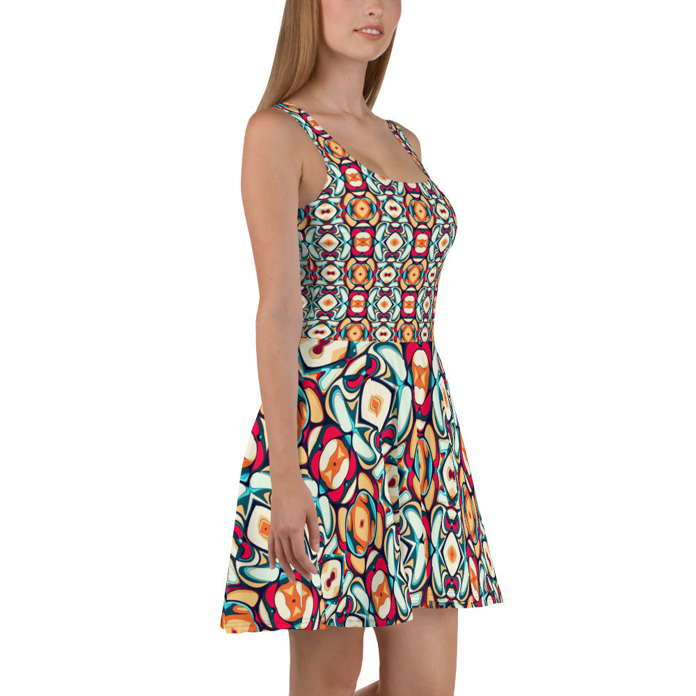 DMV 1281 Vintage Artsy Skater Dress