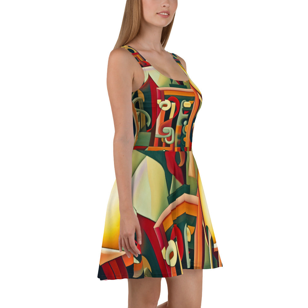 DMV 1193 Retro Art Skater Dress