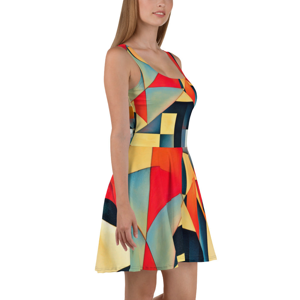 DMV 1617 Abstract Art Skater Dress