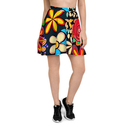 DMV 0895 Floral Skater Skirt