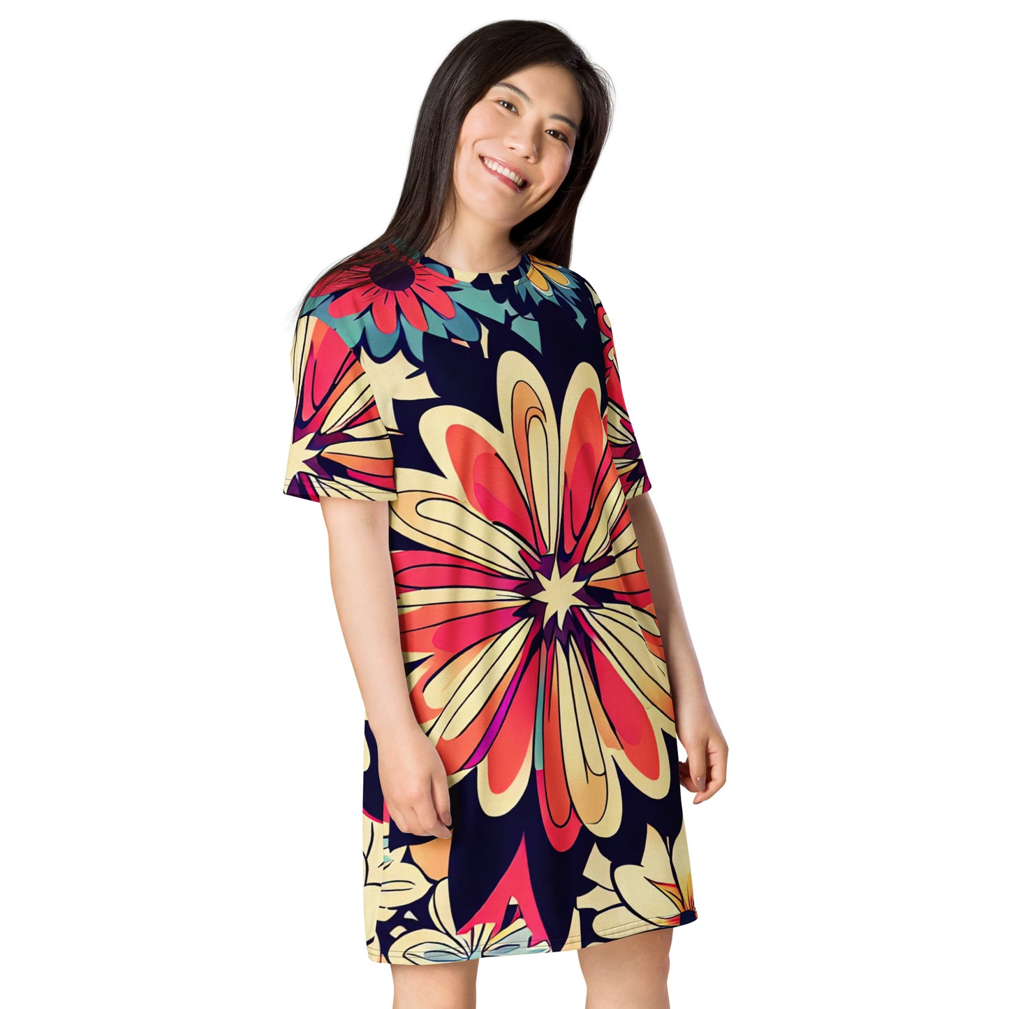 DMV 1525 Floral T-shirt dress