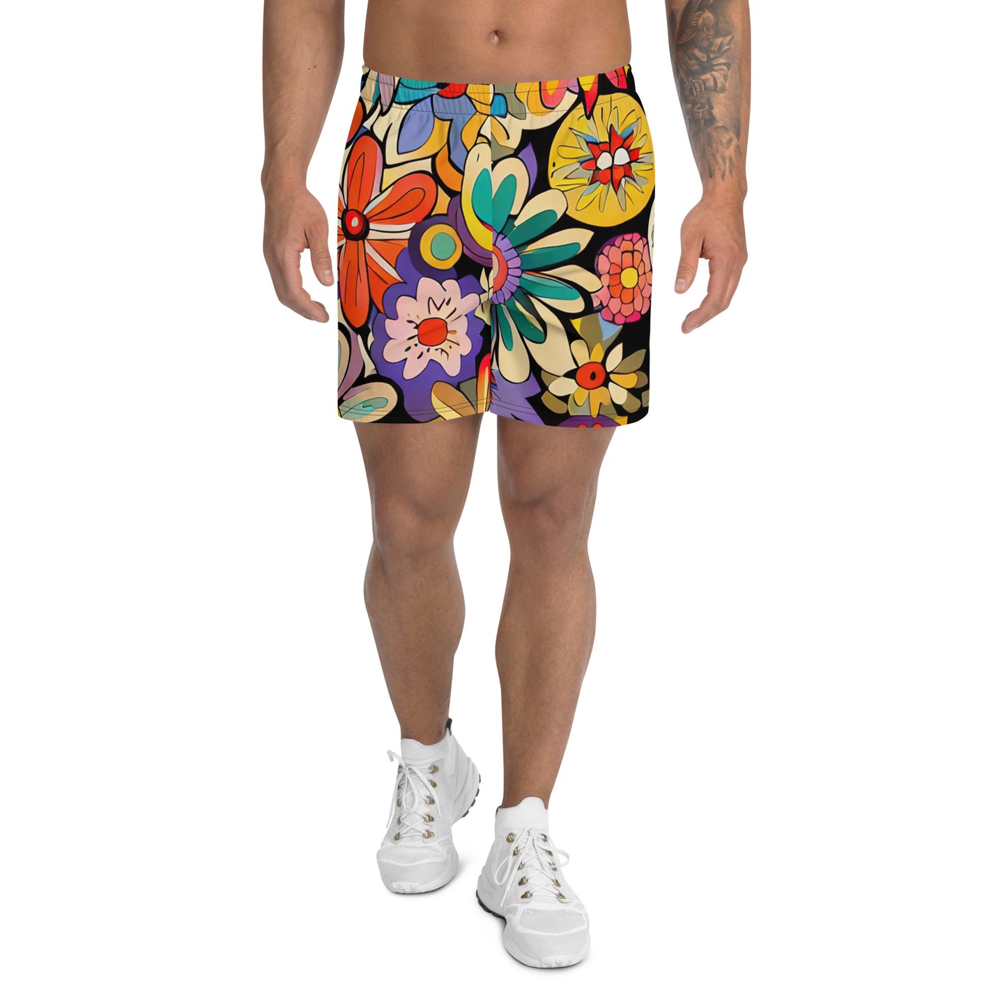 DMV 0832 Floral All-Over Print Unisex Athletic Long Shorts