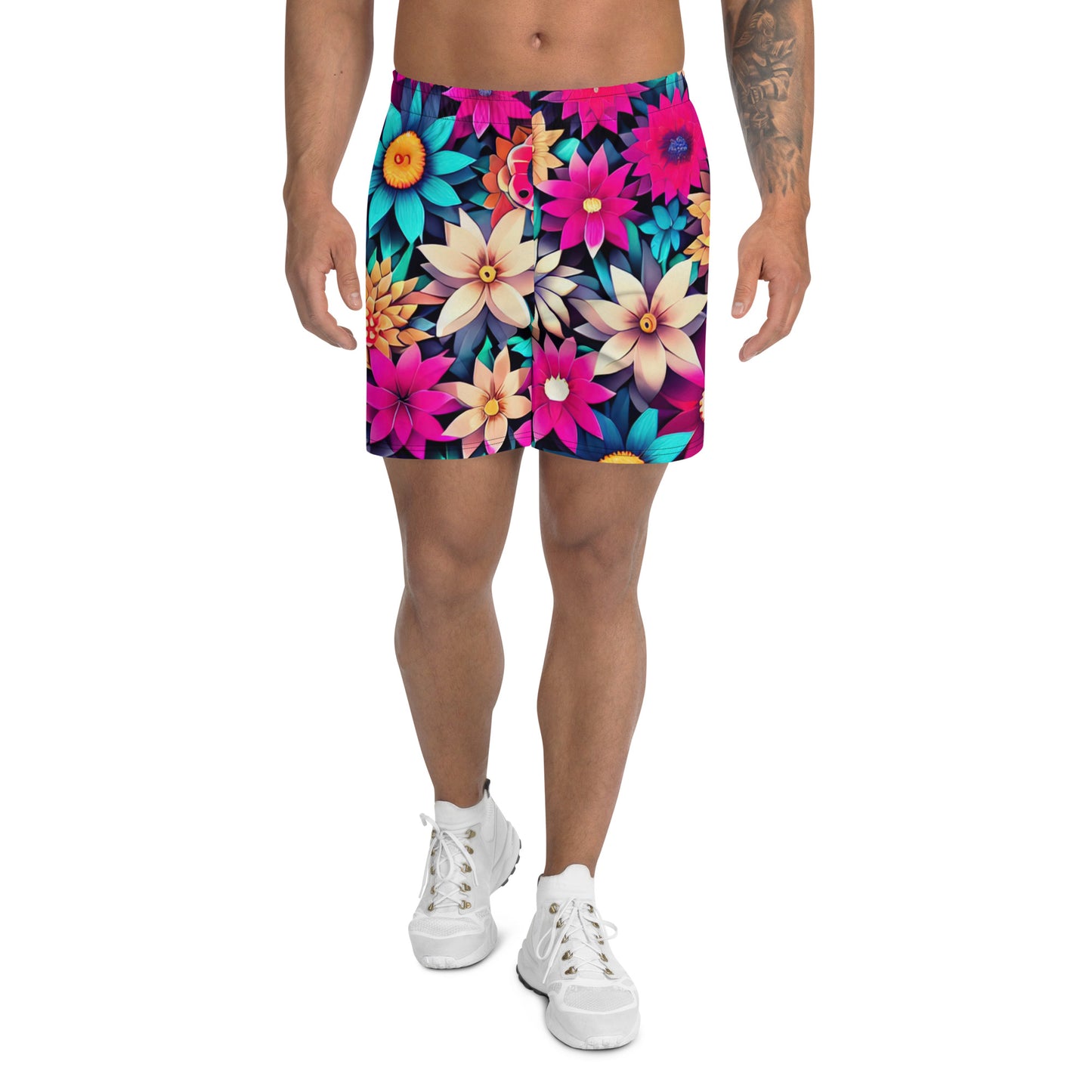 DMV 1034 Floral All-Over Print Unisex Athletic Long Shorts