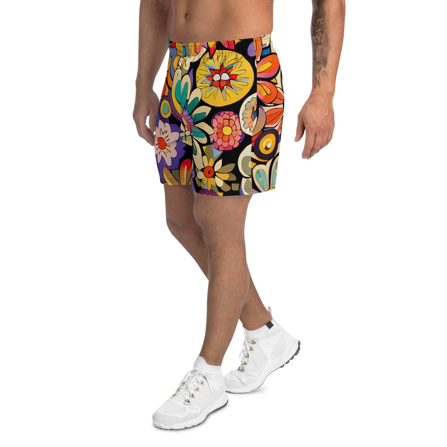 DMV 0832 Floral All-Over Print Unisex Athletic Long Shorts