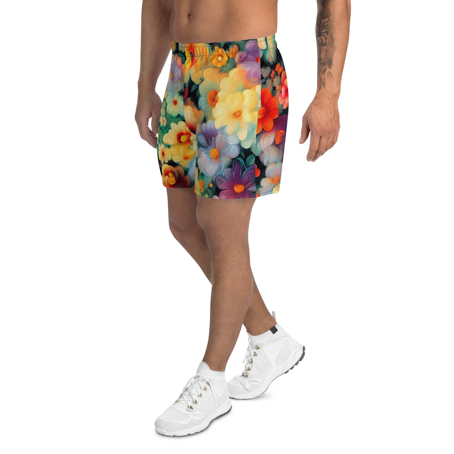 DMV 0477 Floral All-Over Print Unisex Athletic Long Shorts