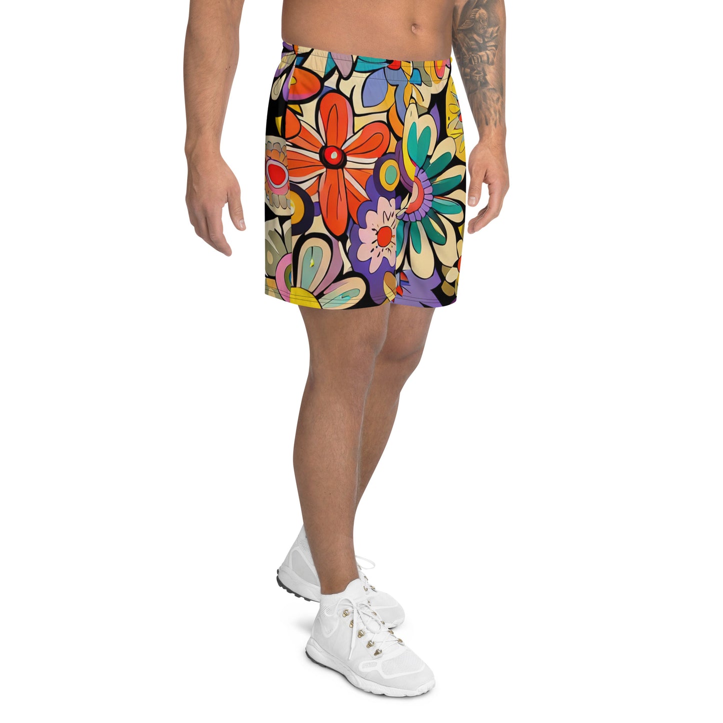 DMV 0832 Floral All-Over Print Unisex Athletic Long Shorts