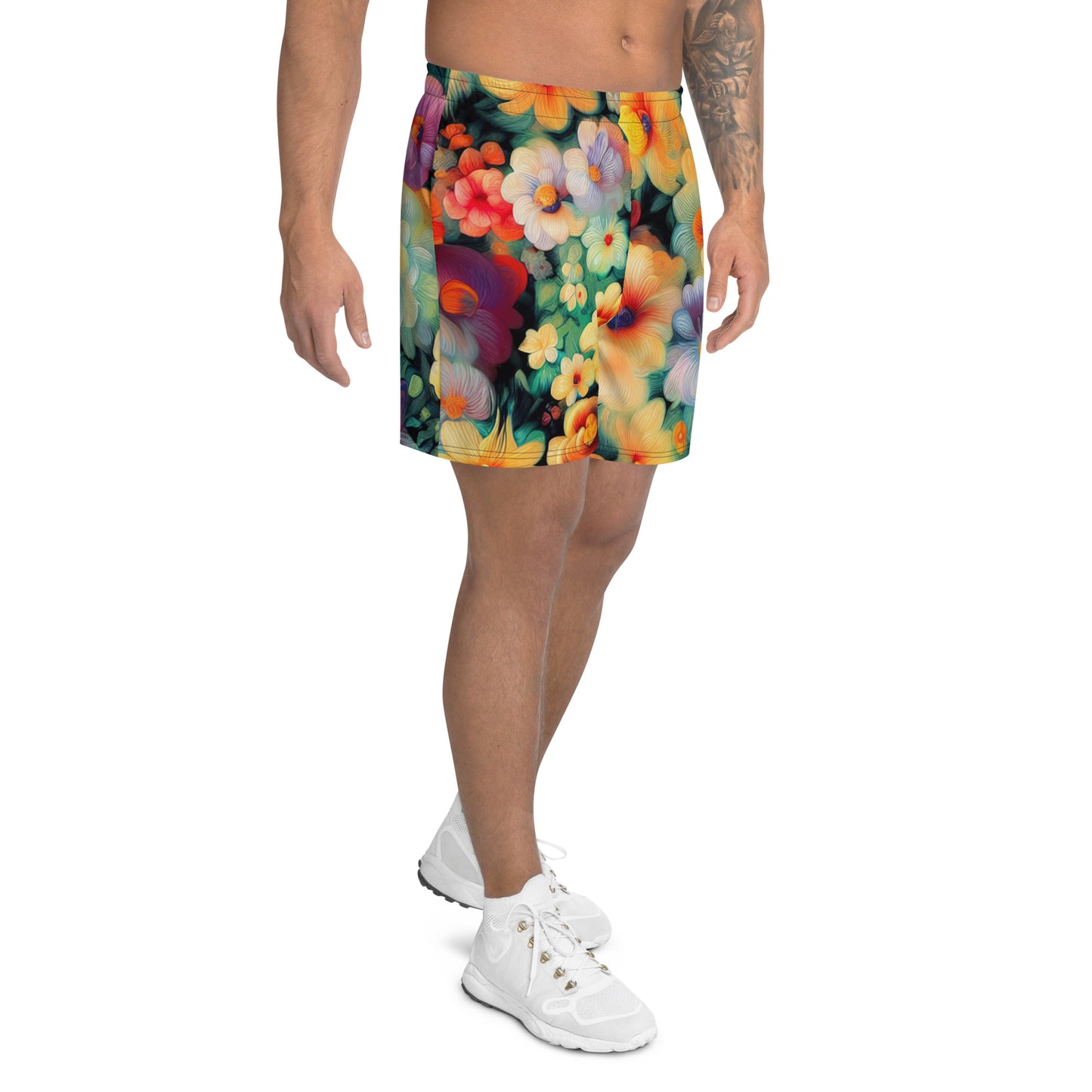 DMV 0477 Floral All-Over Print Unisex Athletic Long Shorts