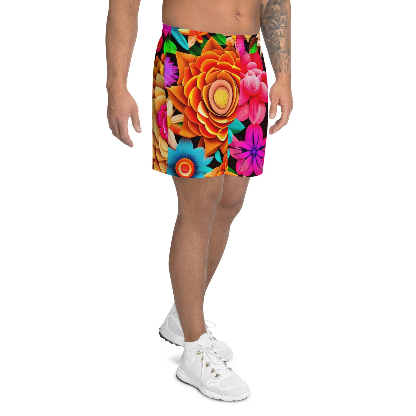 DMV 0938 Floral All-Over Print Unisex Athletic Long Shorts