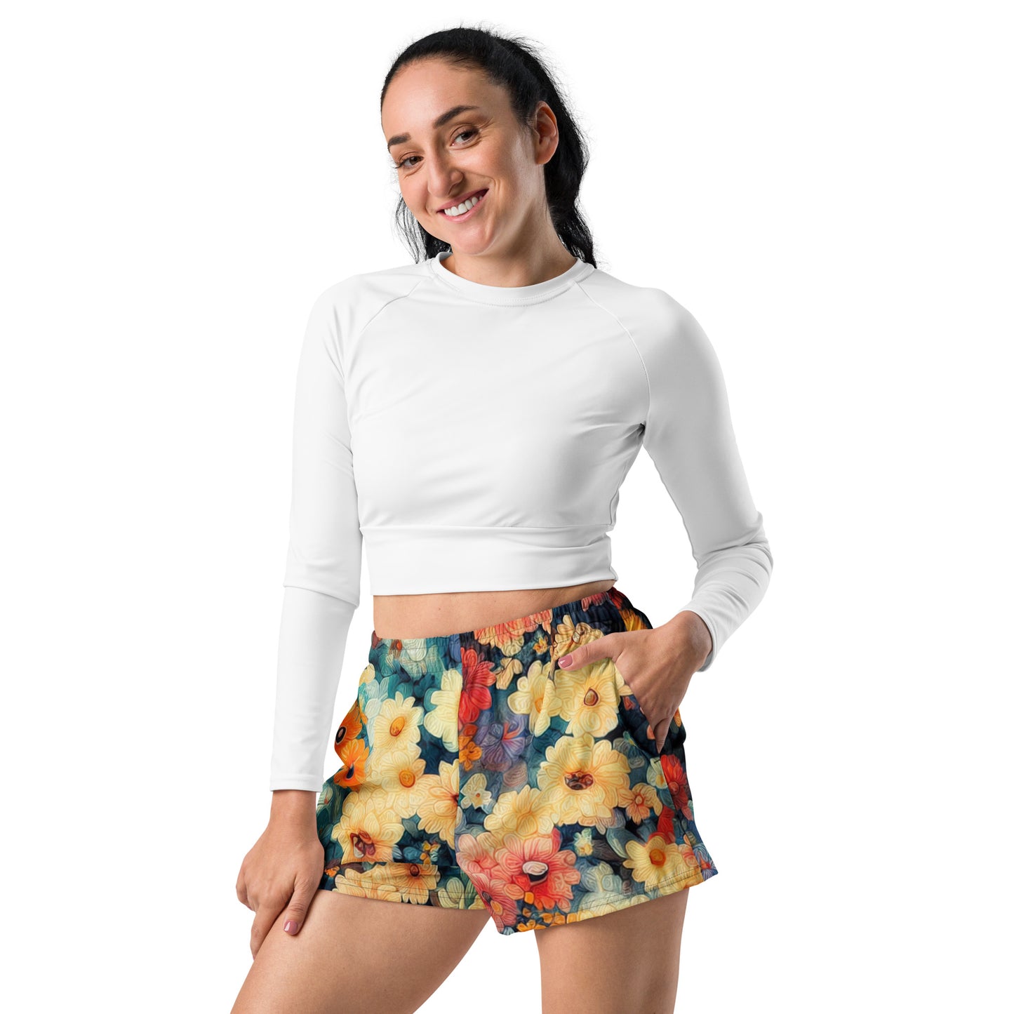 DMV 0736 Floral All-Over Print Unisex Athletic Shorts