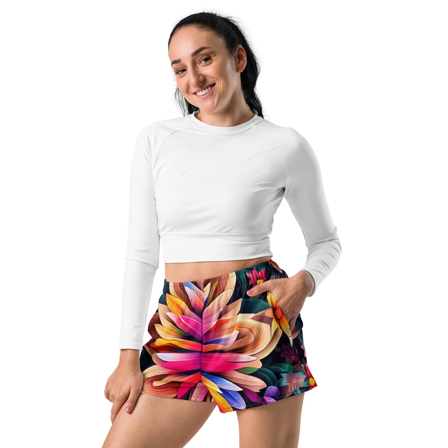 DMV 0658 Floral All-Over Print Unisex Athletic Shorts