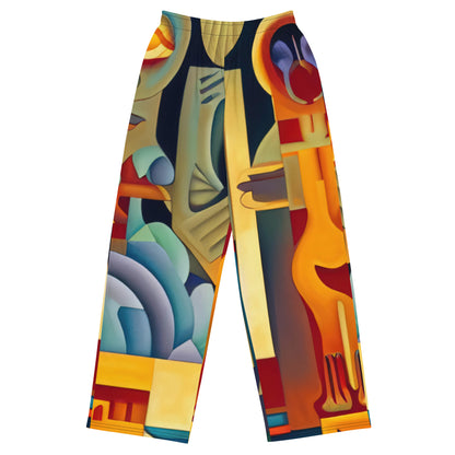 DMV 0237 Retro Art All-over print unisex wide-leg pants