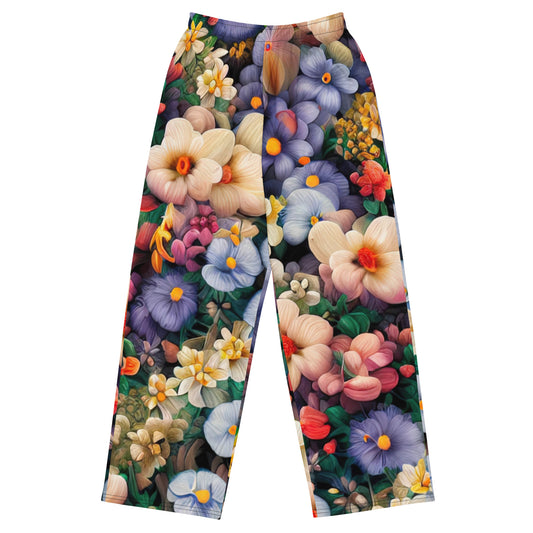 DMV 0114 Floral All-over print unisex wide-leg pants