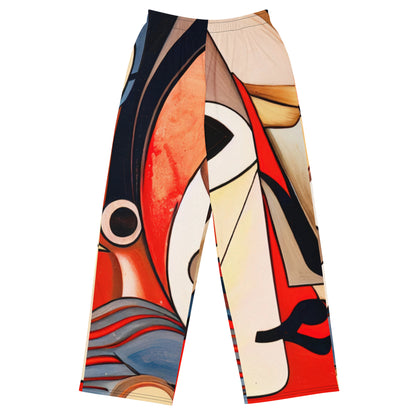 DMV 0214 Retro Art All-over print unisex wide-leg pants