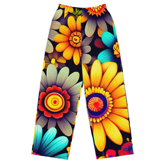 DMV 0158 Floral All-over print unisex wide-leg pants