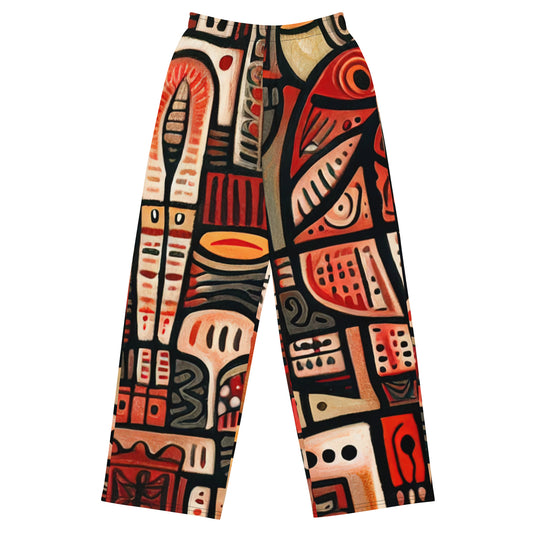 DMV 0107 Retro Art All-over print unisex wide-leg pants