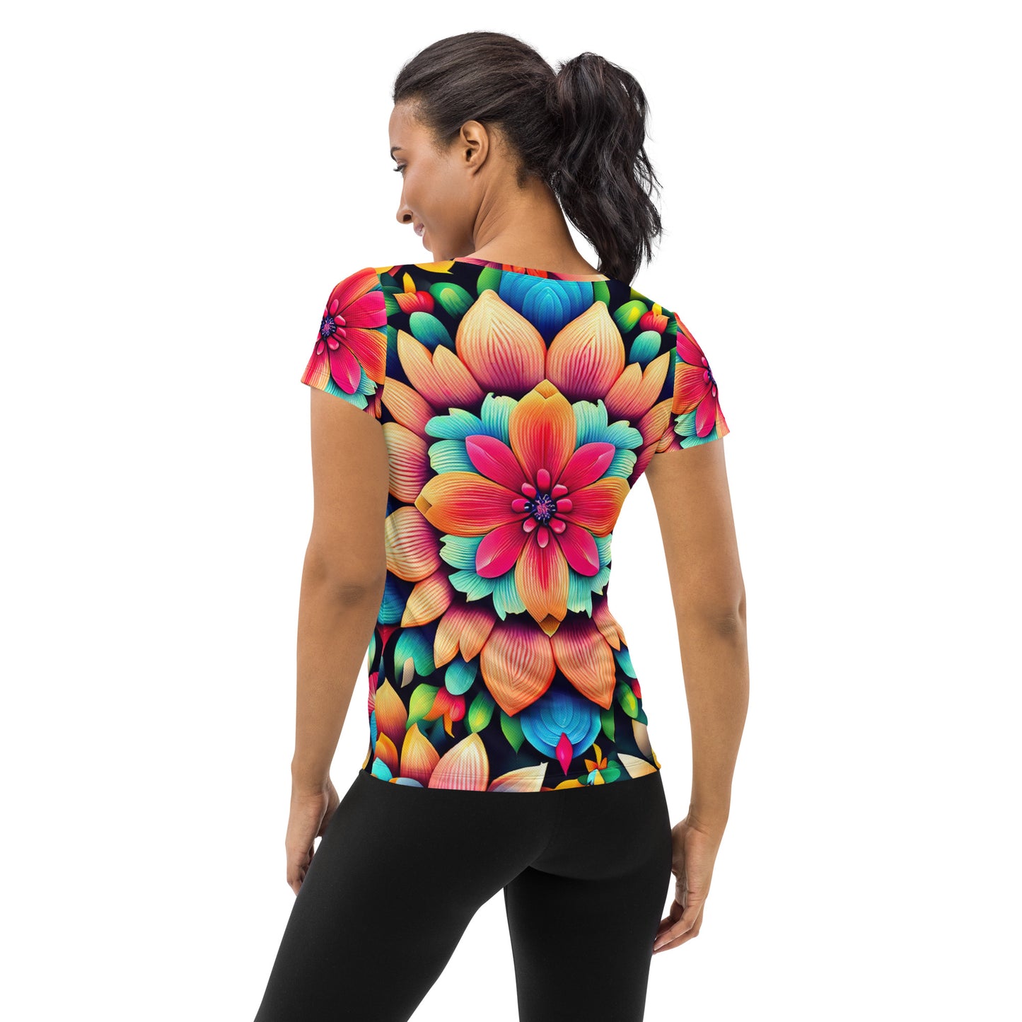 DMV 0020 Floral All-Over Print Women's Athletic T-shirt