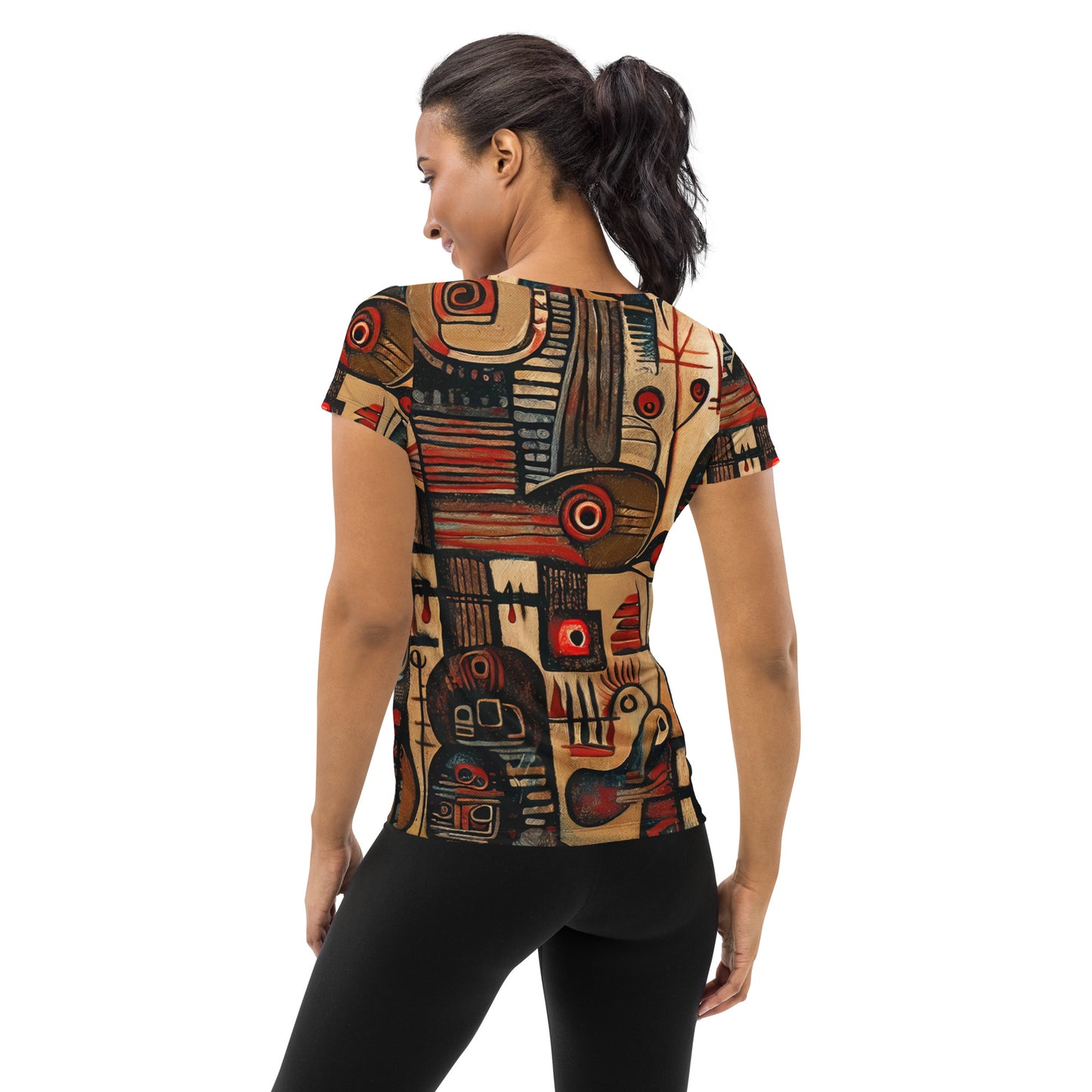 DMV 0256 Retro Art All-Over Print Women's Athletic T-shirt