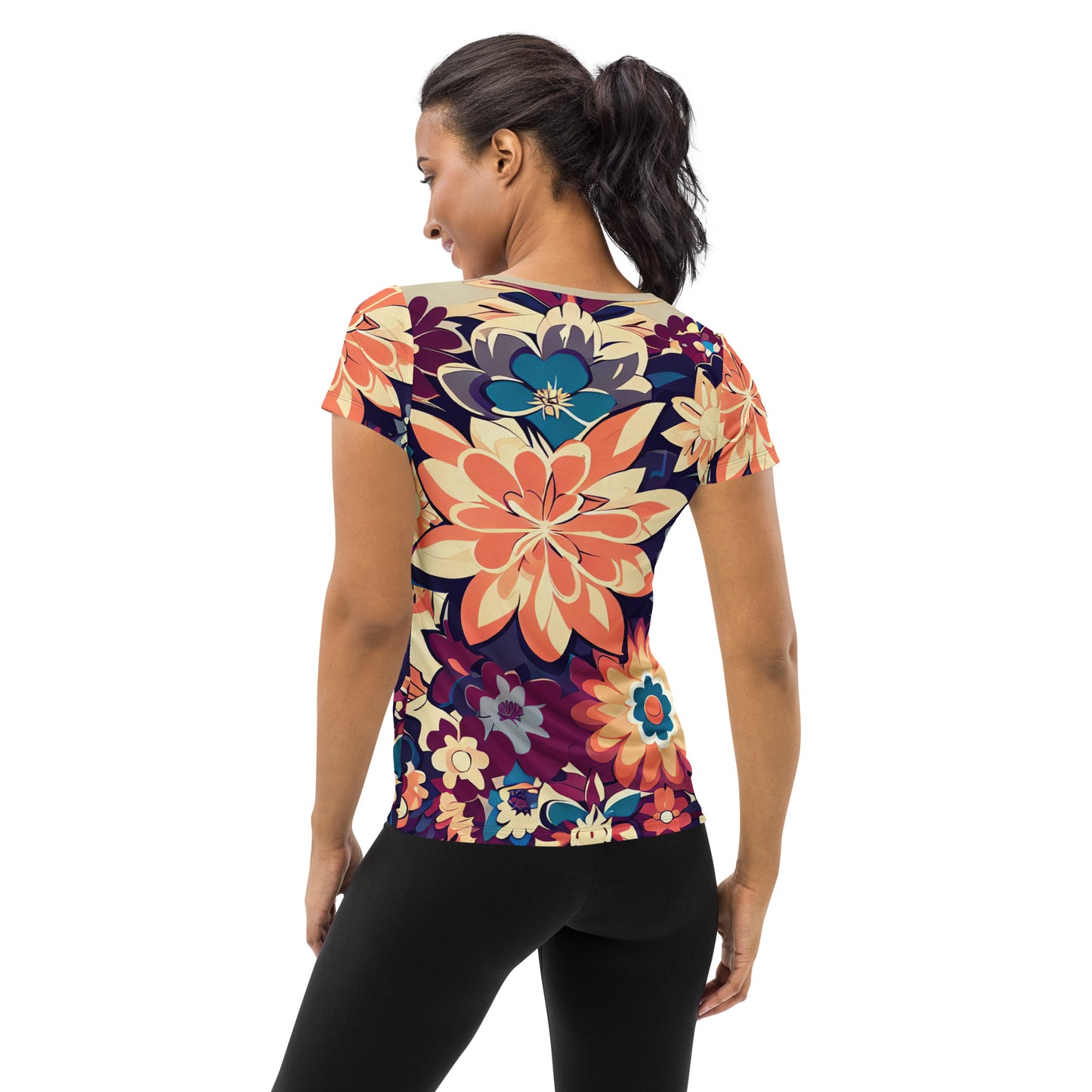 DMV 0253 Floral All-Over Print Women's Athletic T-shirt