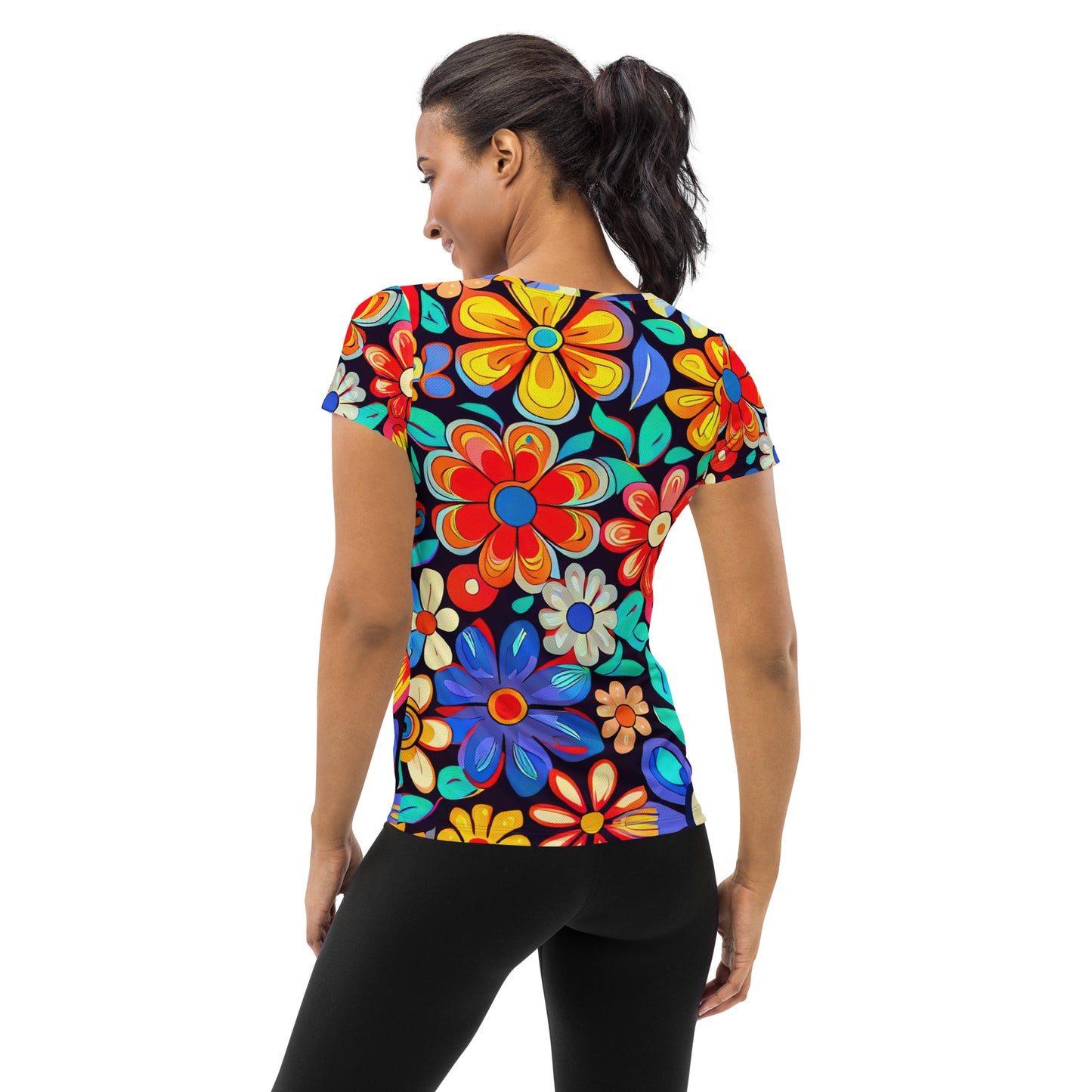 DMV 0257 Floral All-Over Print Women's Athletic T-shirt