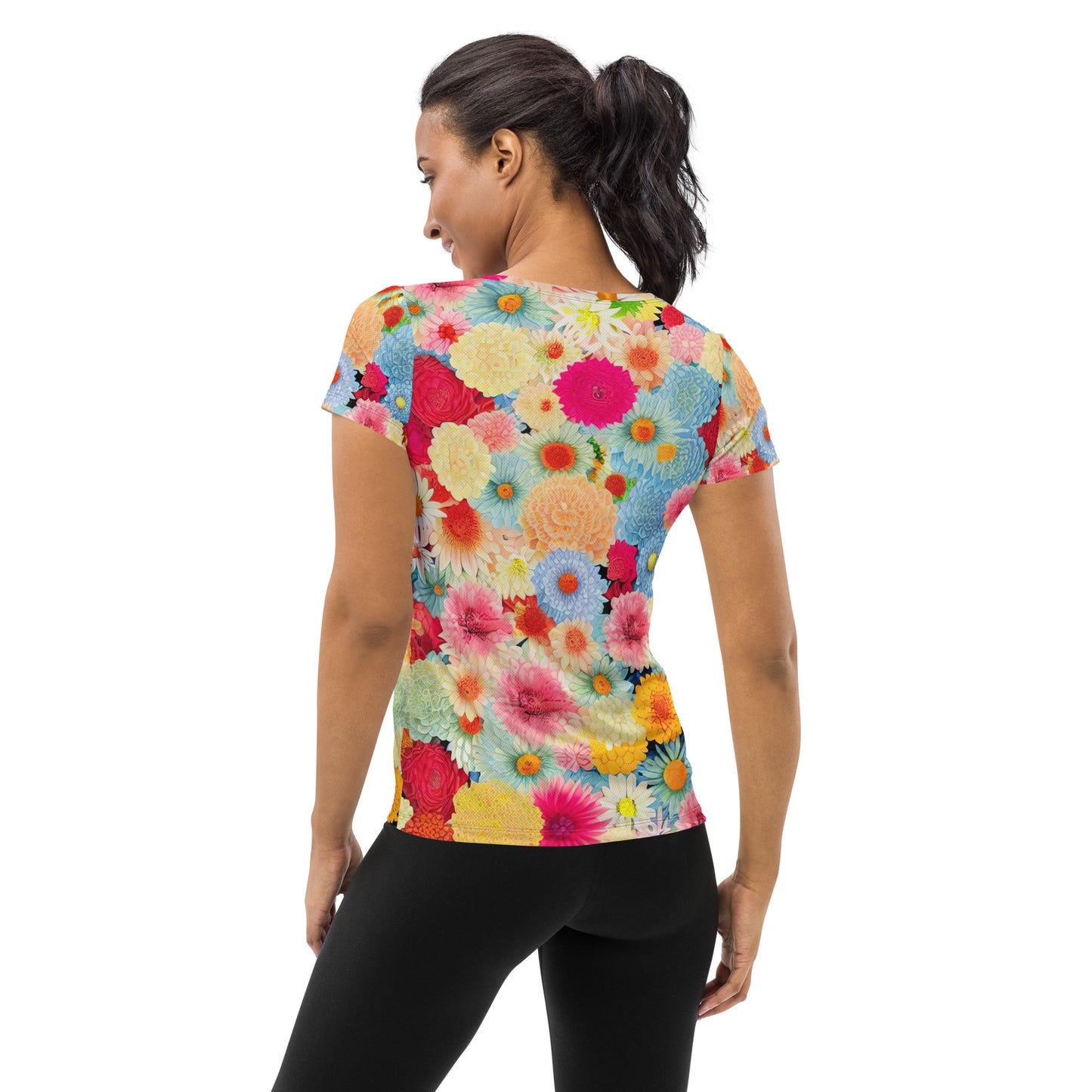 DMV 0106 Floral All-Over Print Women's Athletic T-shirt