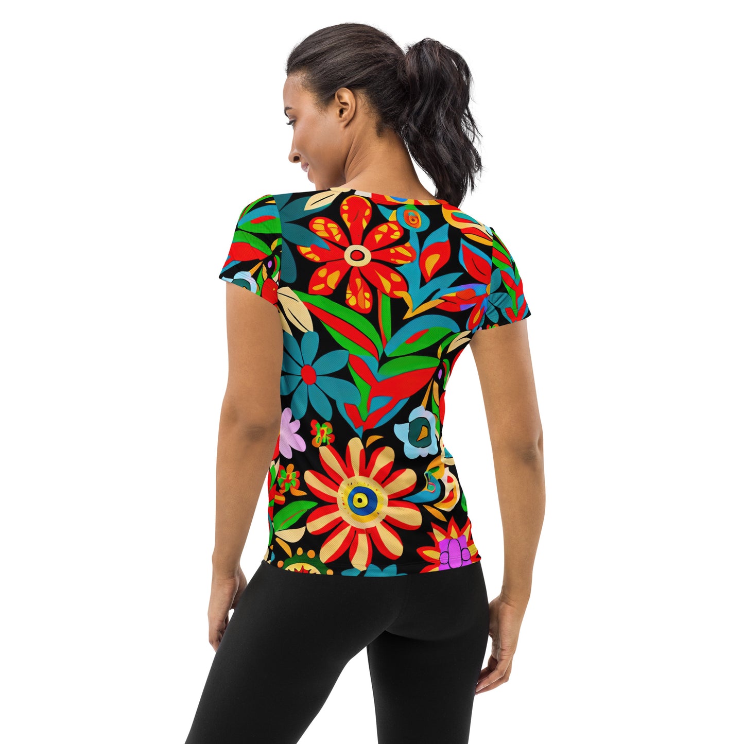 DMV 0116 Floral All-Over Print Women's Athletic T-shirt