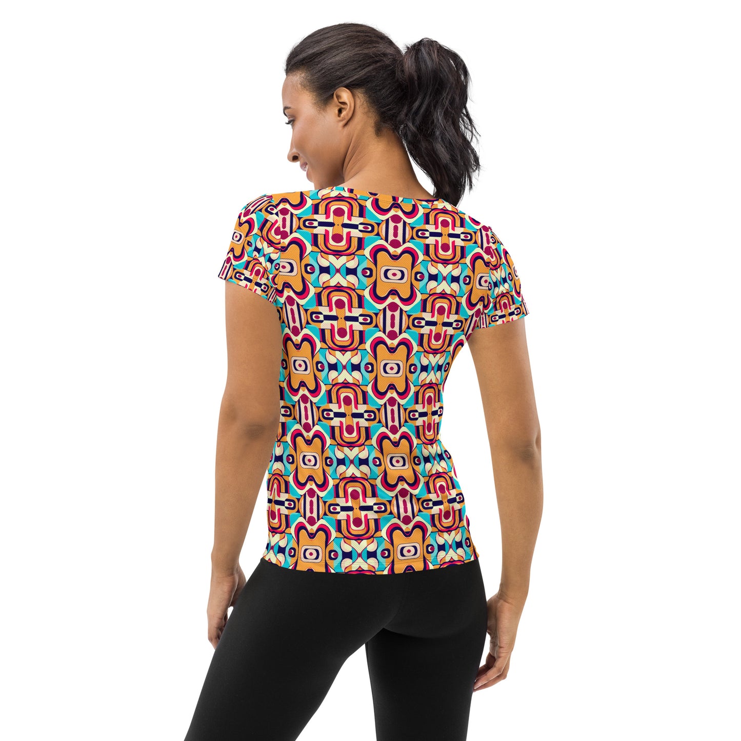 DMV 0160 Vintage Artsy All-Over Print Women's Athletic T-shirt