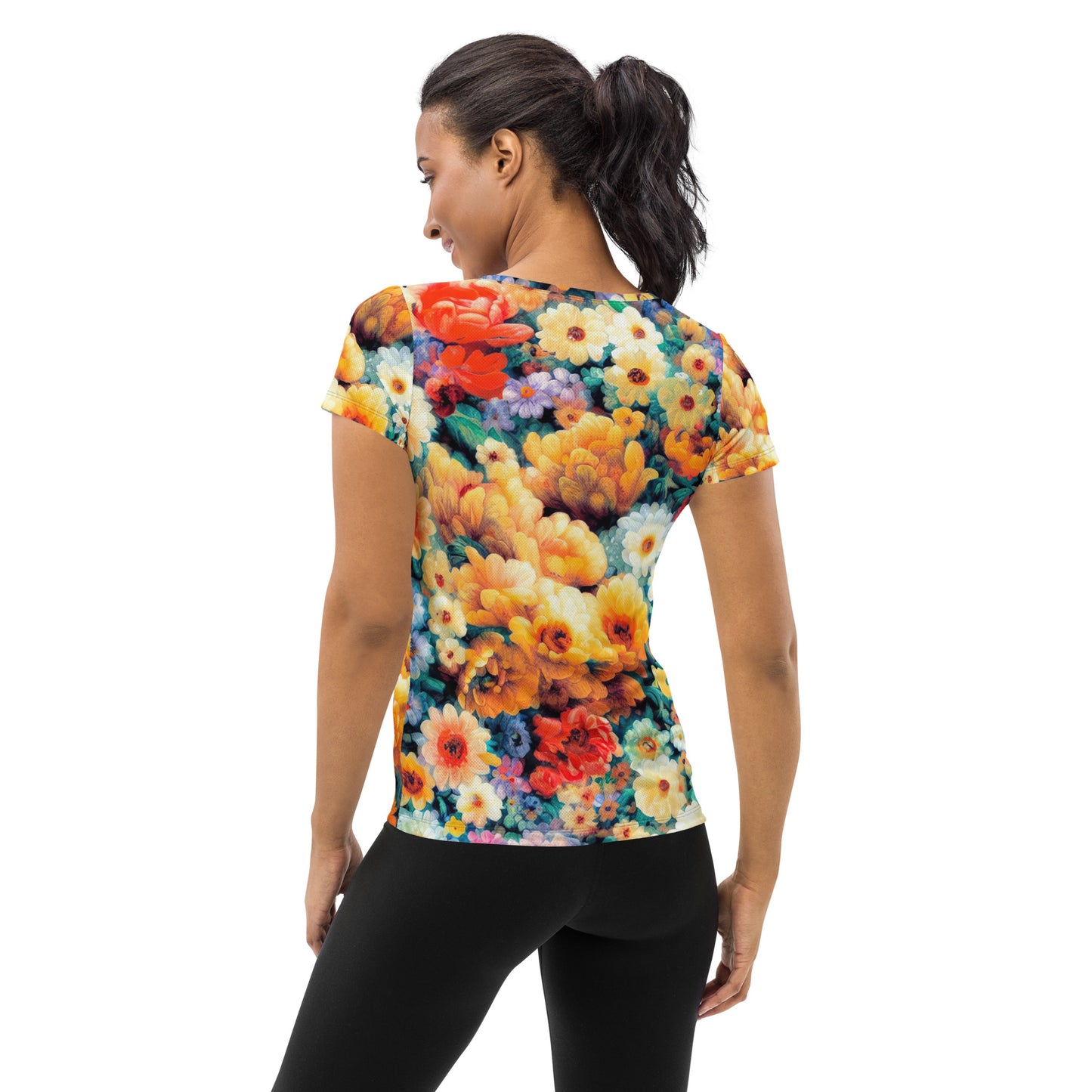 DMV 0146 Floral All-Over Print Women's Athletic T-shirt