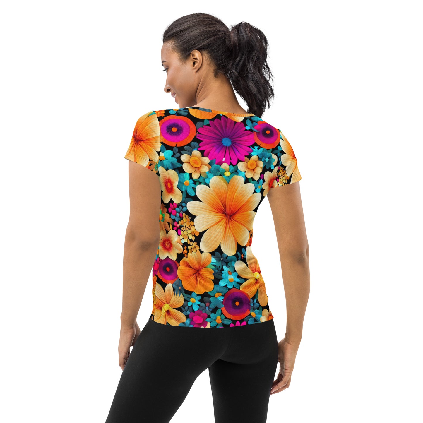 DMV 0259 Floral All-Over Print Women's Athletic T-shirt