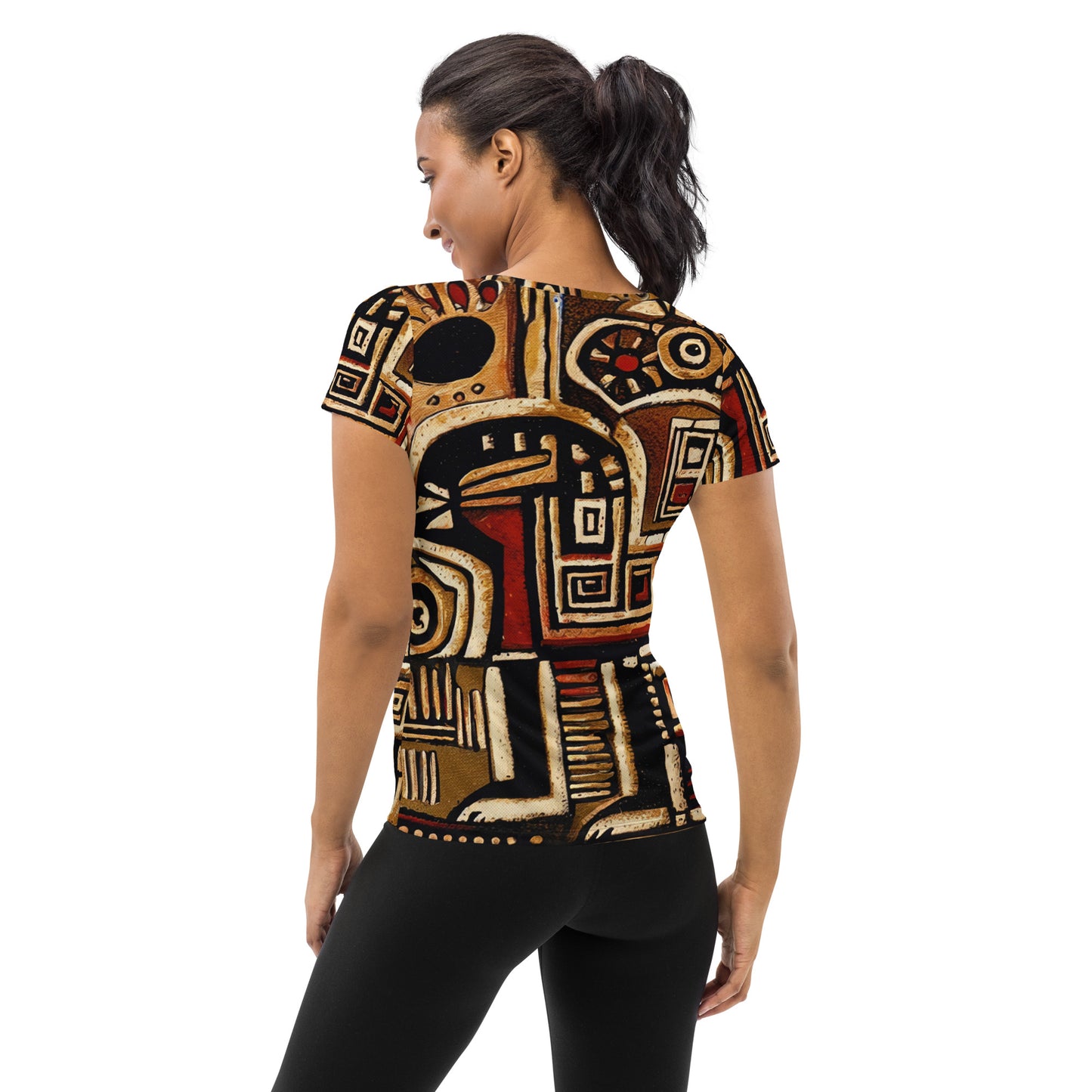 DMV 1521 Retro Art All-Over Print Women's Athletic T-shirt