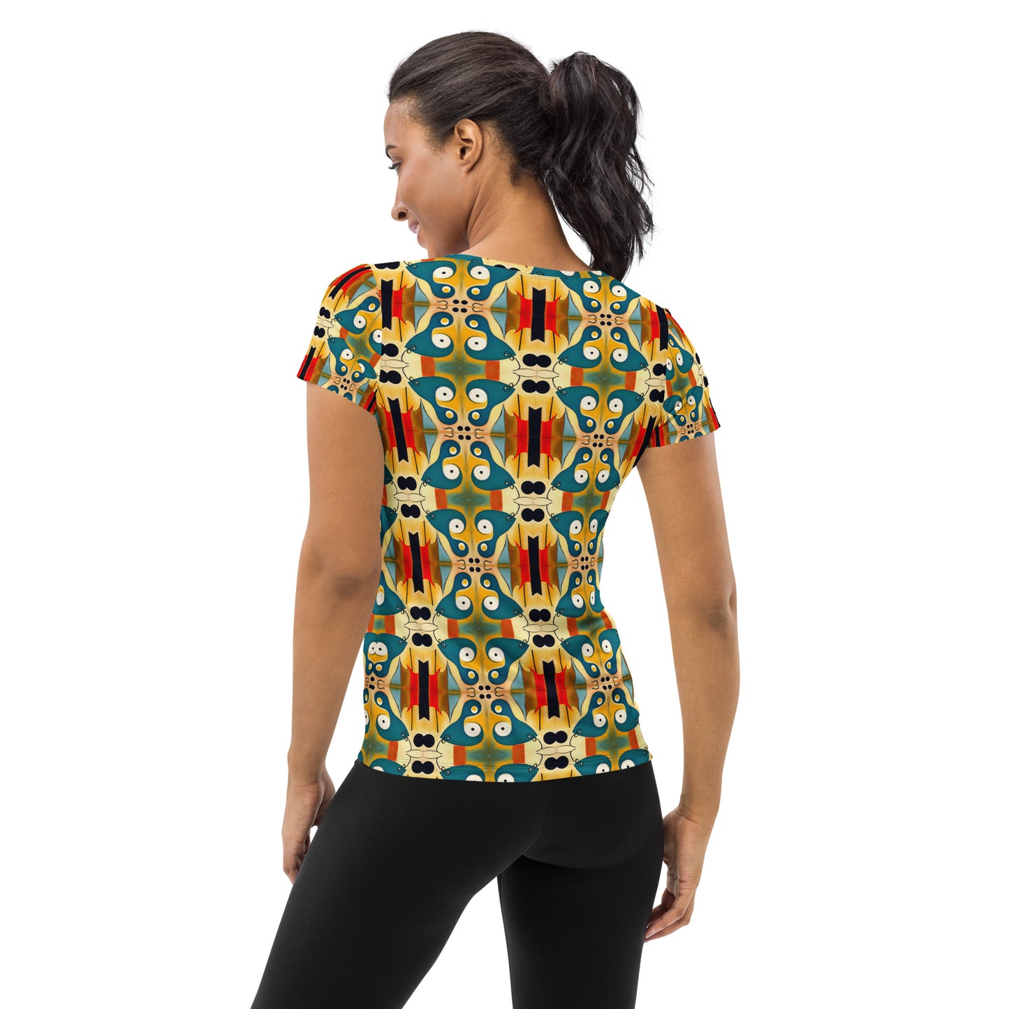 DMV 1526 Vintage Artsy All-Over Print Women's Athletic T-shirt