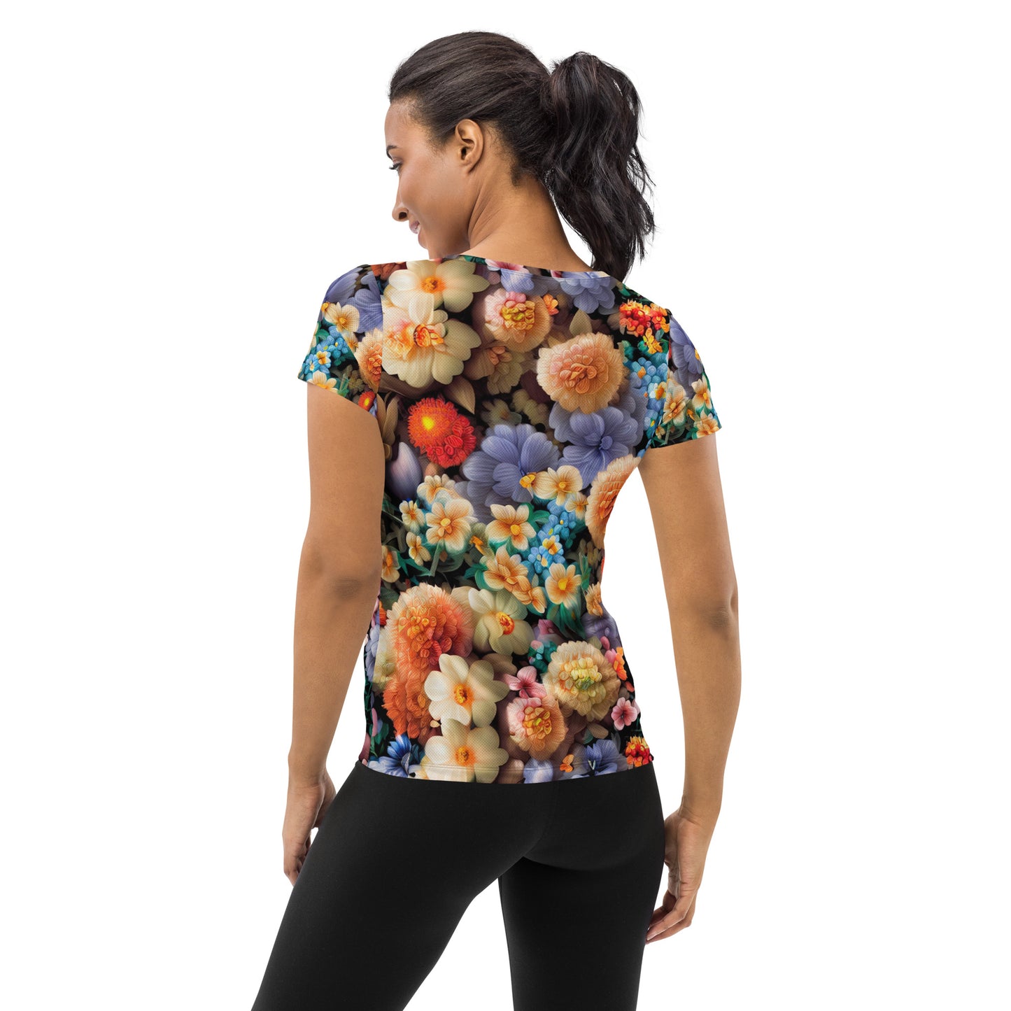 DMV 0302 Floral All-Over Print Women's Athletic T-shirt