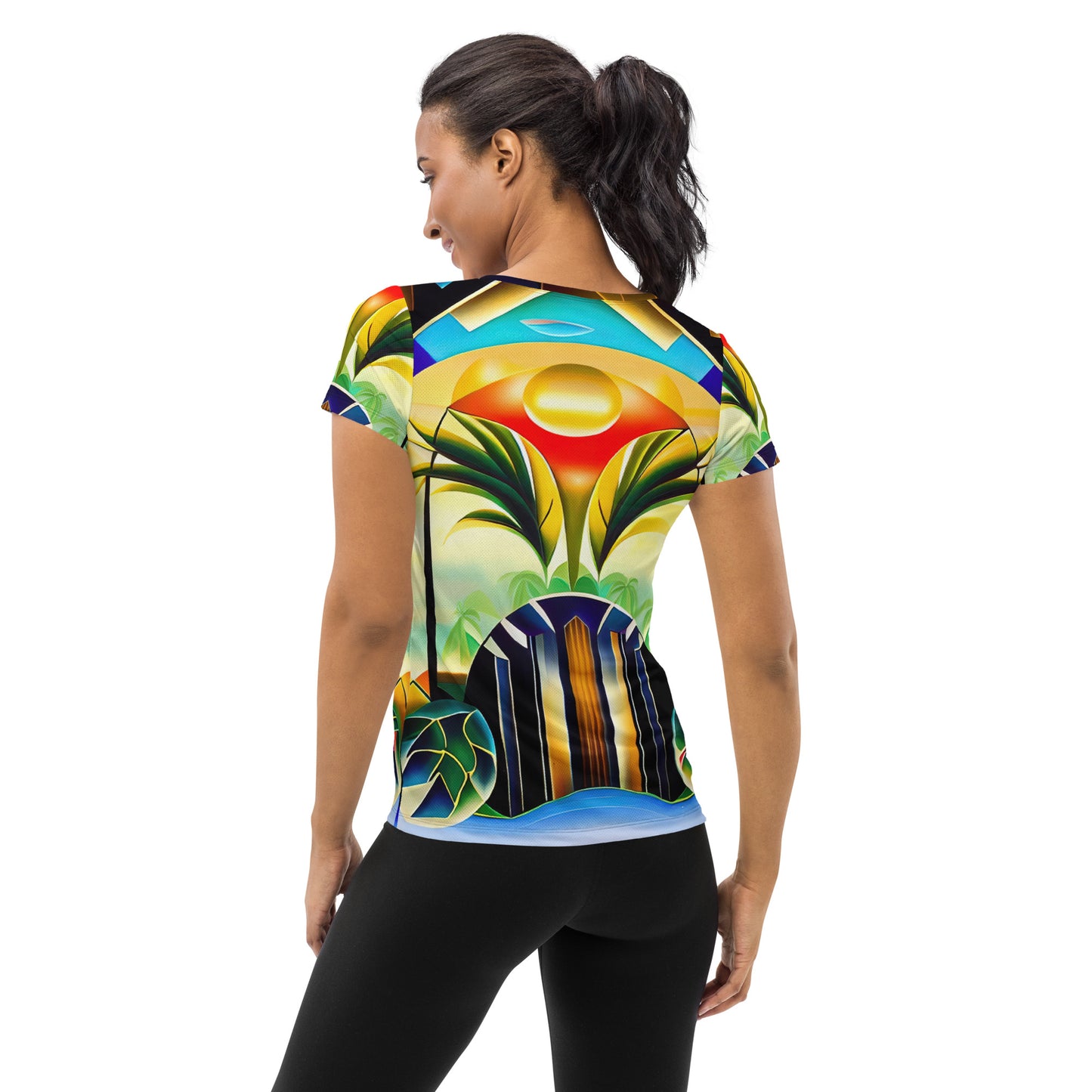 DMV 0258 Retro Art All-Over Print Women's Athletic T-shirt