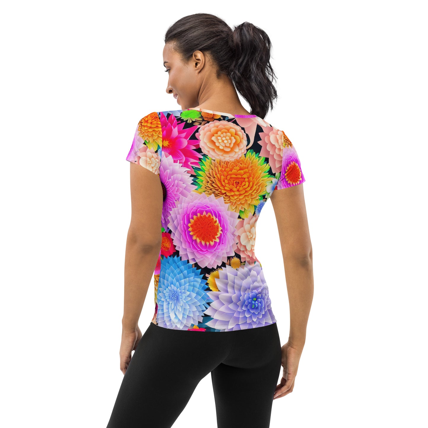 DMV 0764 Floral All-Over Print Women's Athletic T-shirt