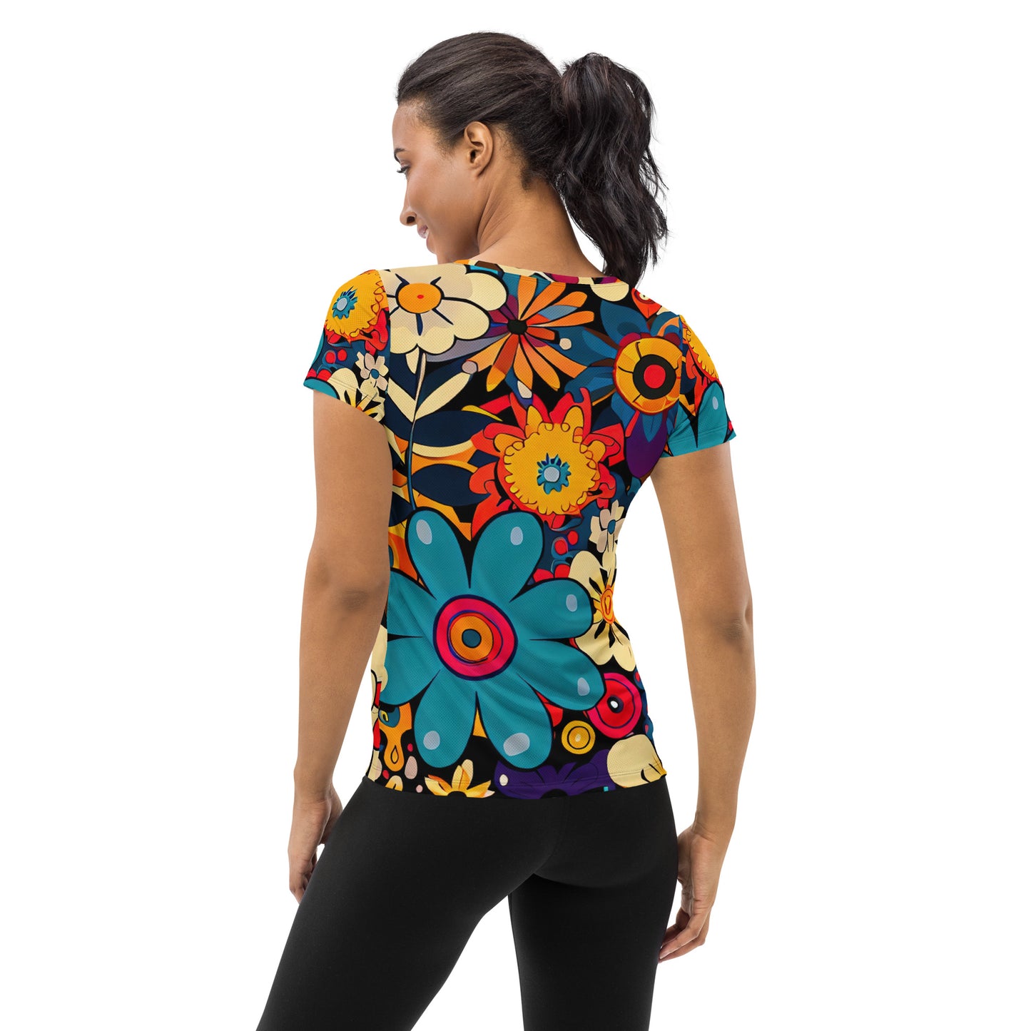 DMV 0969 Floral All-Over Print Women's Athletic T-shirt