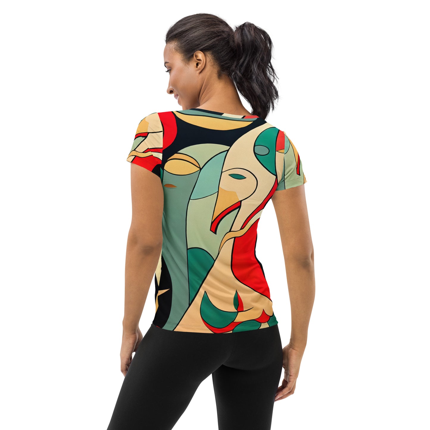 DMV 0395 Retro Art All-Over Print Women's Athletic T-shirt