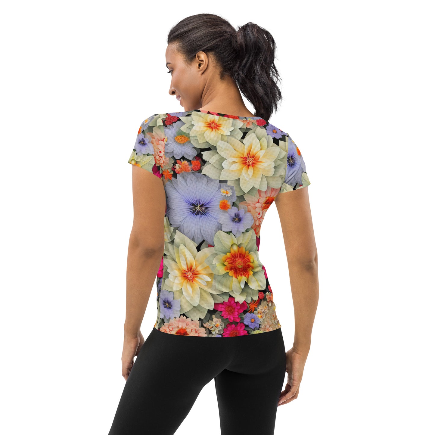 DMV 0894 Floral All-Over Print Women's Athletic T-shirt