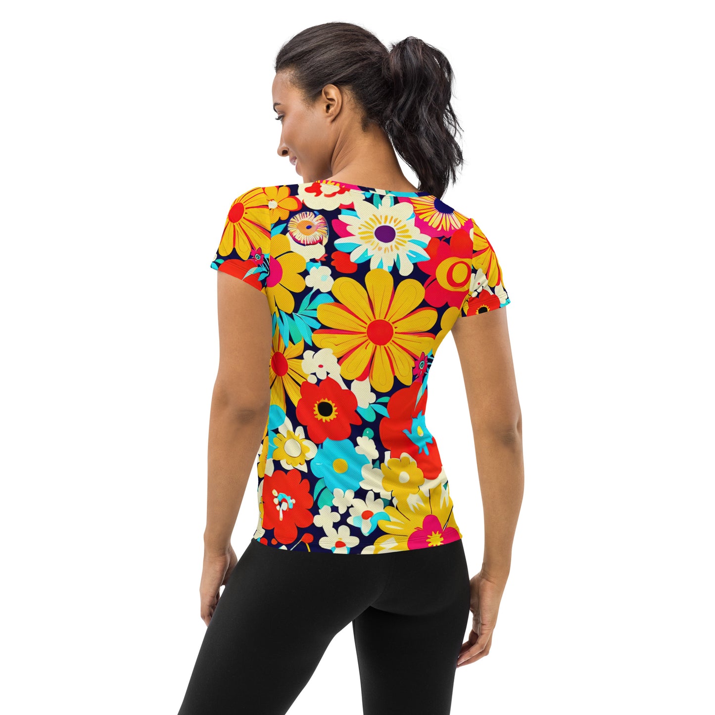 DMV 0519 Floral All-Over Print Women's Athletic T-shirt