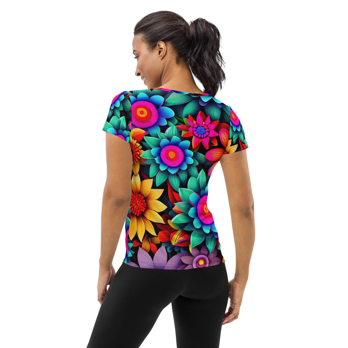 DMV 0852 Floral All-Over Print Women's Athletic T-shirt