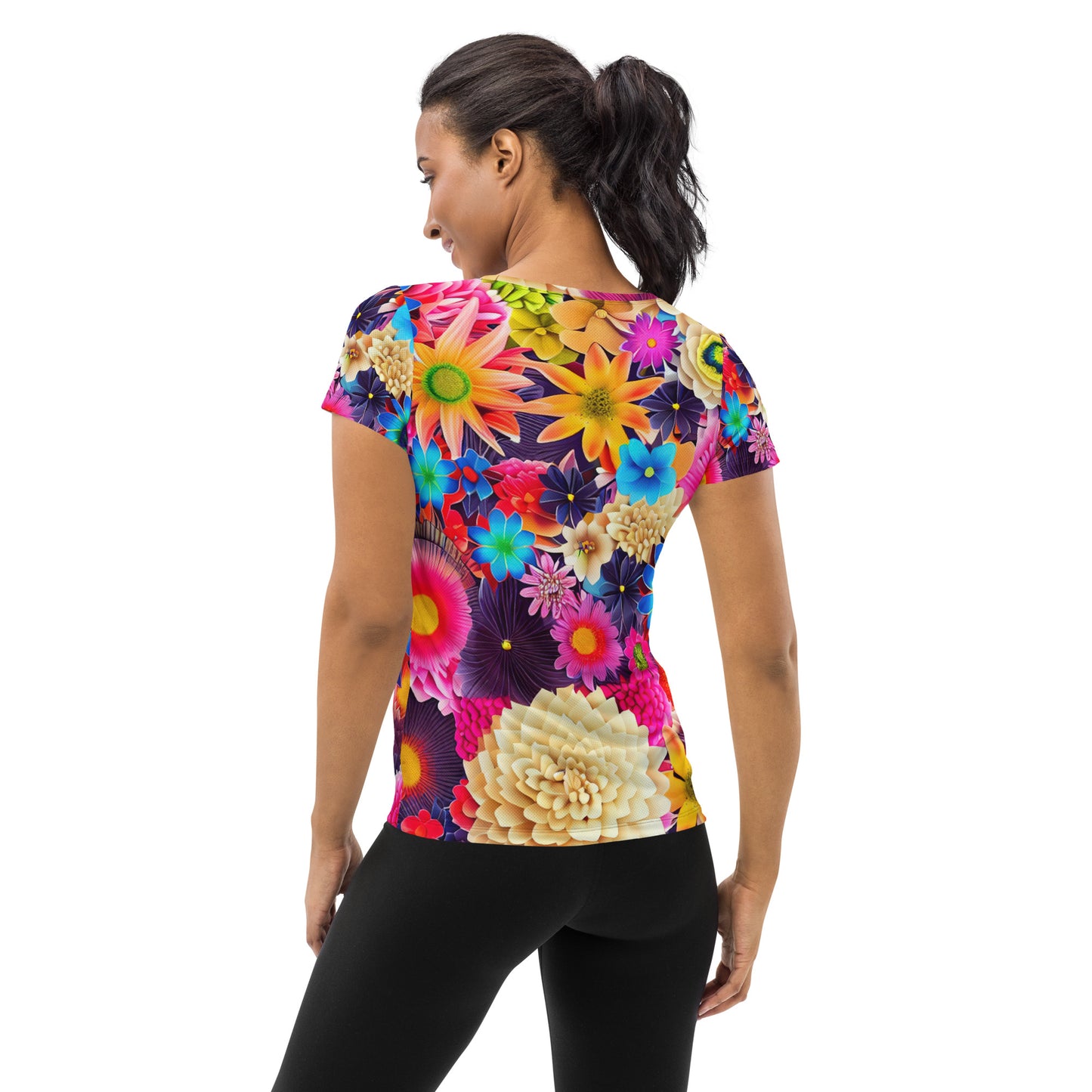 DMV 1487 Floral All-Over Print Women's Athletic T-shirt