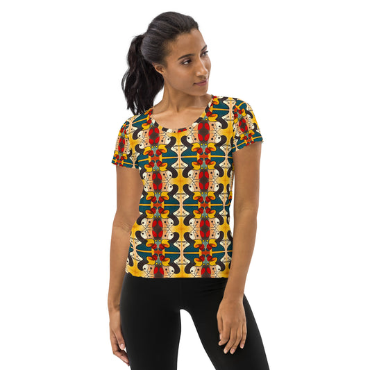 DMV 0281 Vintage Artsy All-Over Print Women's Athletic T-shirt