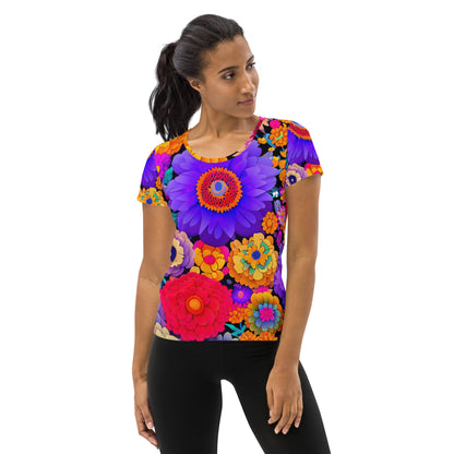 DMV 0220 Floral All-Over Print Women's Athletic T-shirt